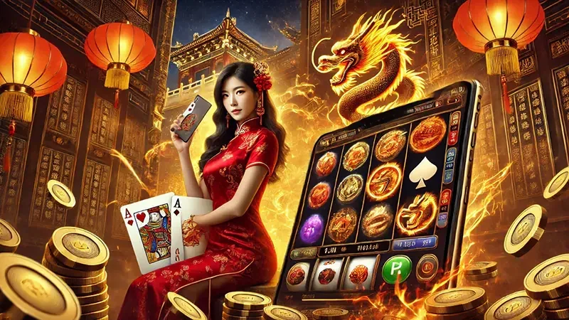 Reel slot dengan simbol dan panel permainan